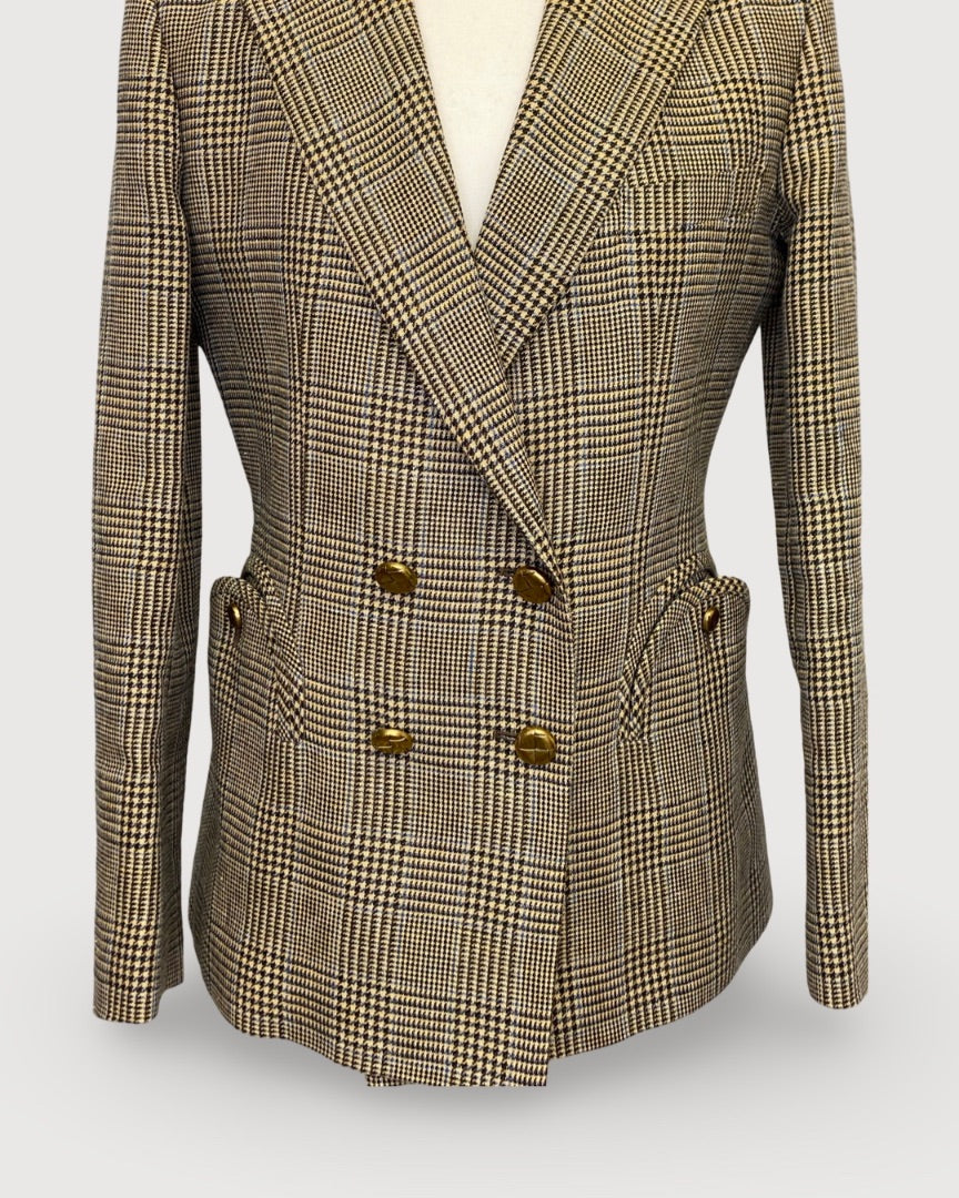 Blaze Milano Houndstooth Blazer Beige M