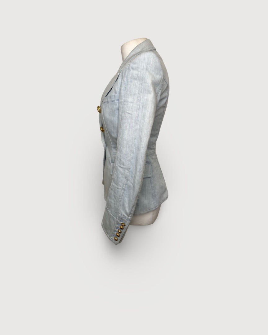 Light Blue Denim Balmain Blazer, 38