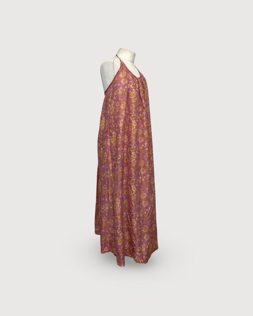 Hannah Floral Halter Dress Pink/ Yellow S