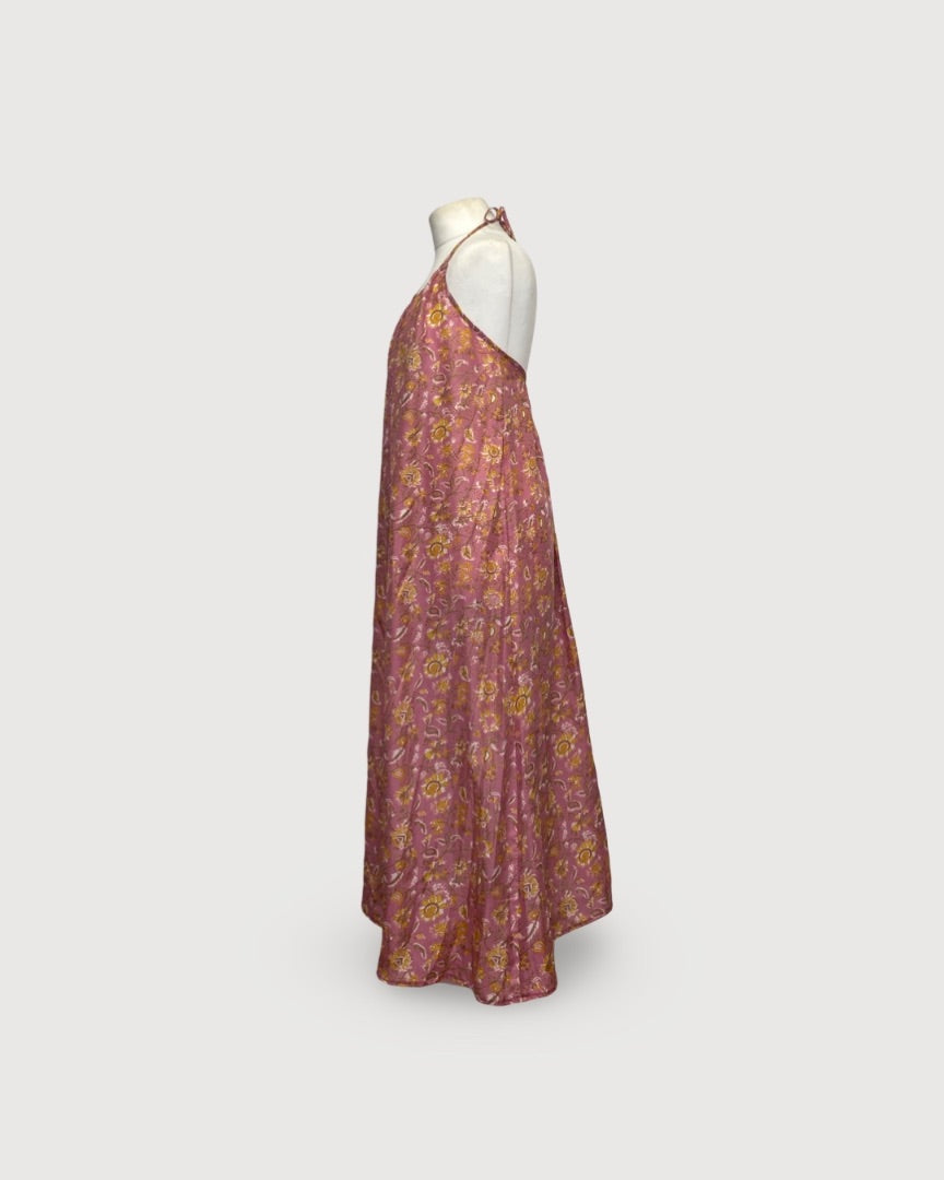 Hannah Floral Halter Dress Pink/ Yellow S