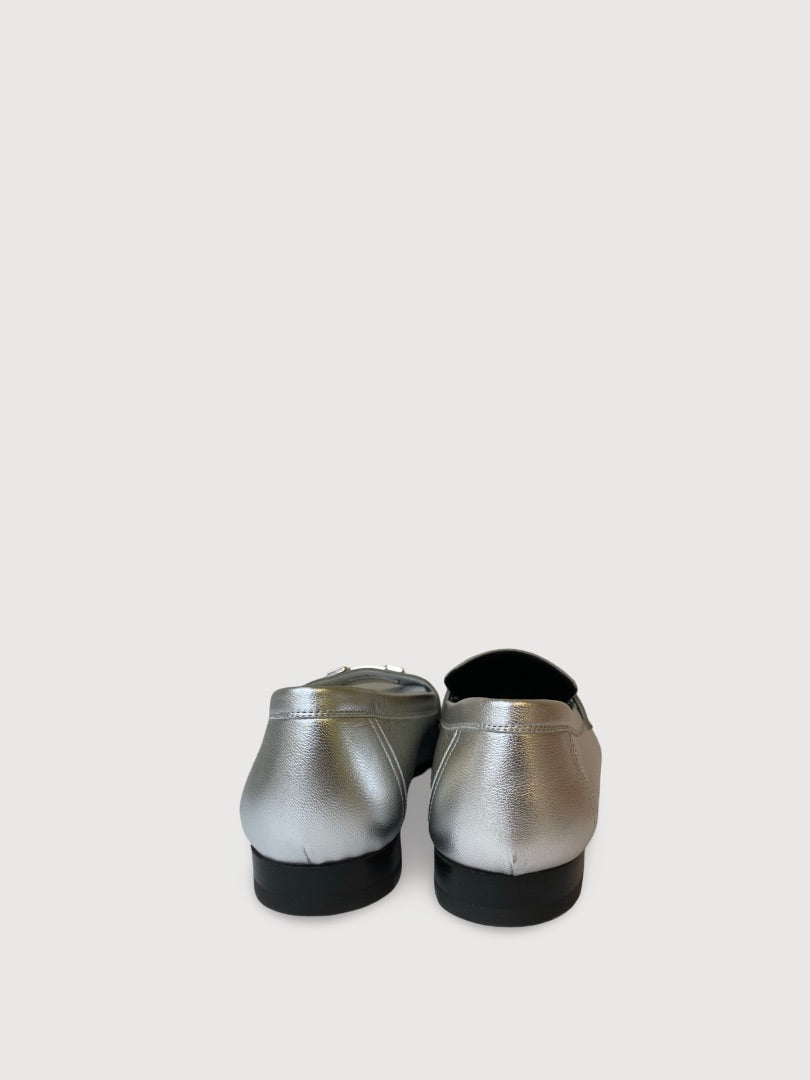 Silver Hermes Paris Loafers, 37