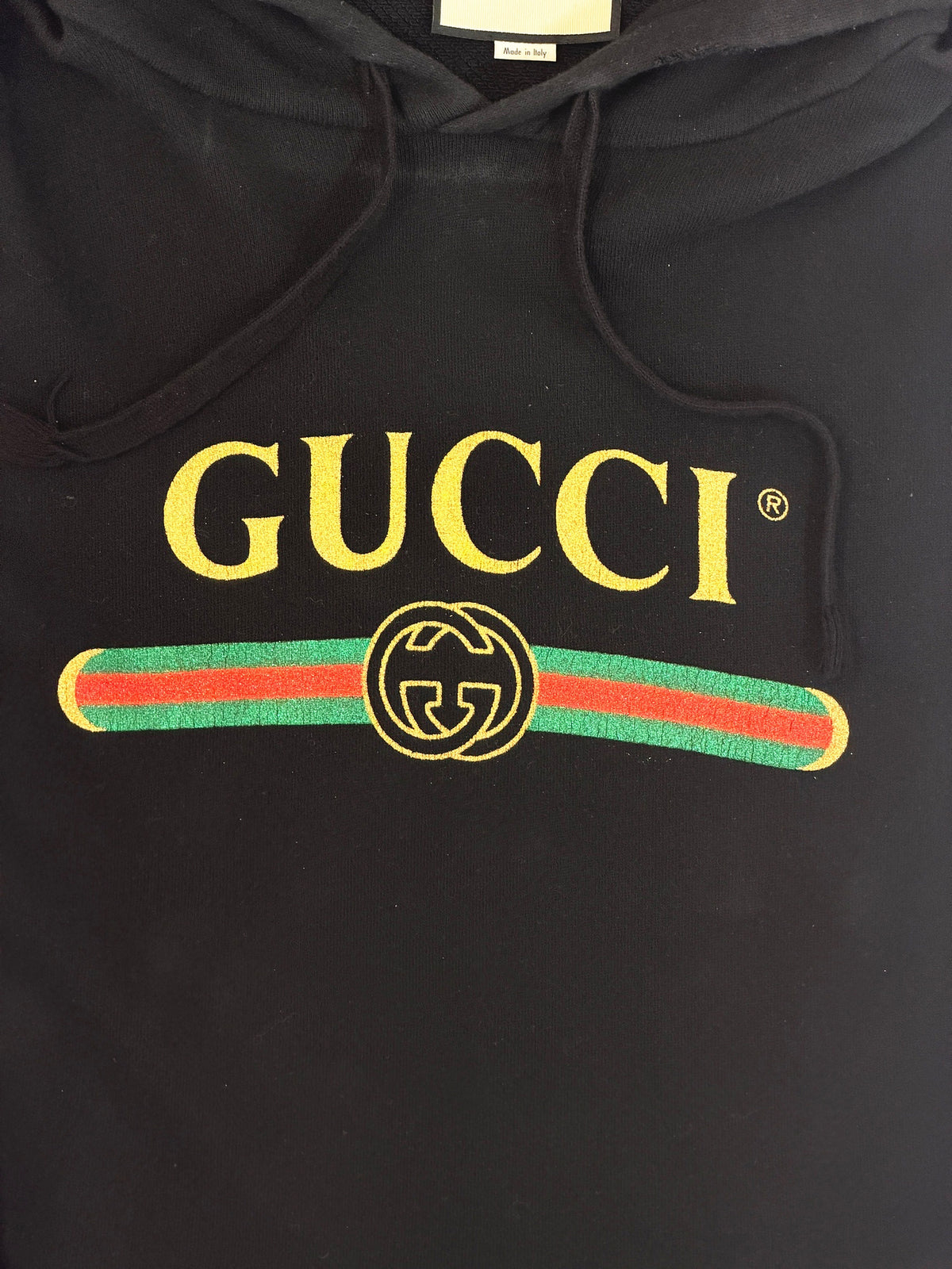 Gucci Black Wolf Embroidered Logo Hoodie Size L