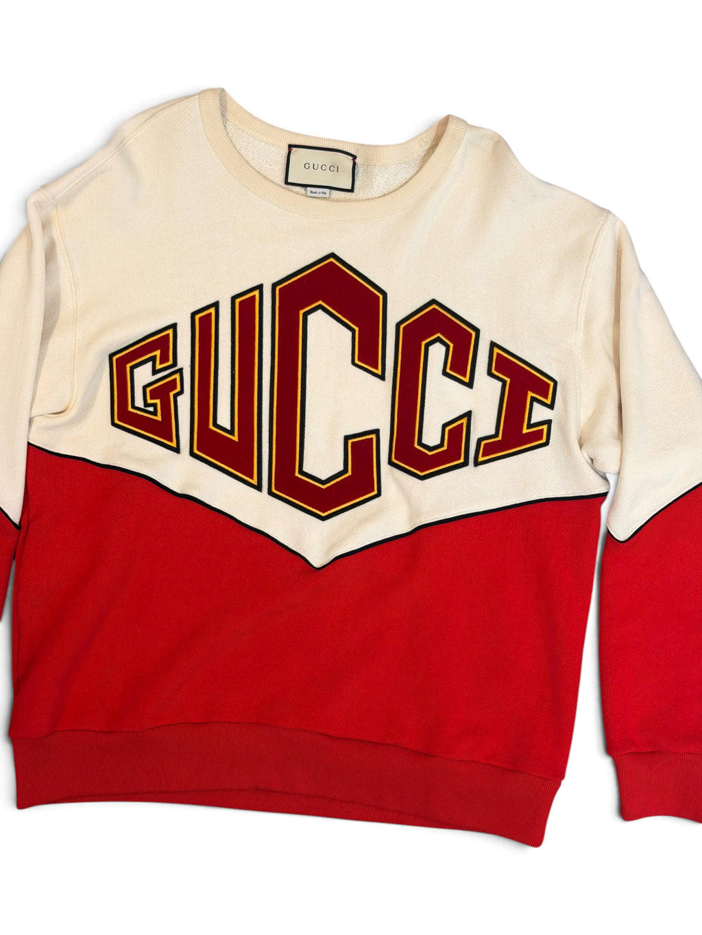 Gucci Red & Cream Logo Sweatshirt Size M