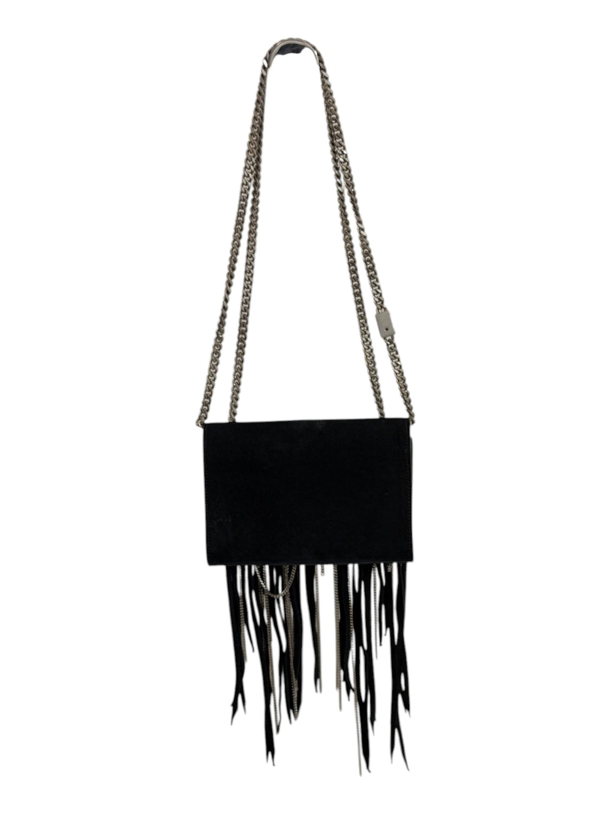 Saint Laurent Black Suede Fringe Chain Bag