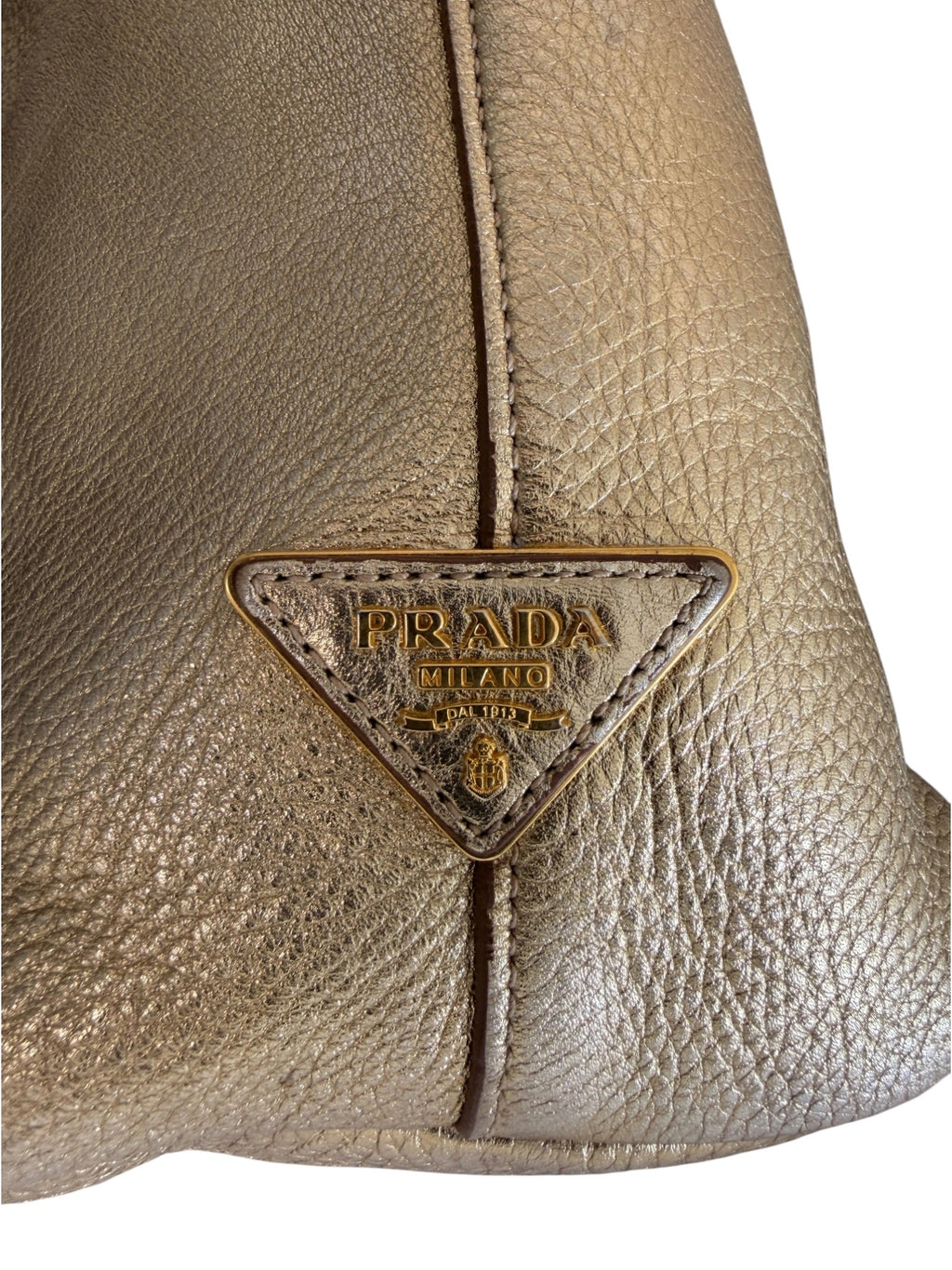 Prada Gold Leather Tote Bag
