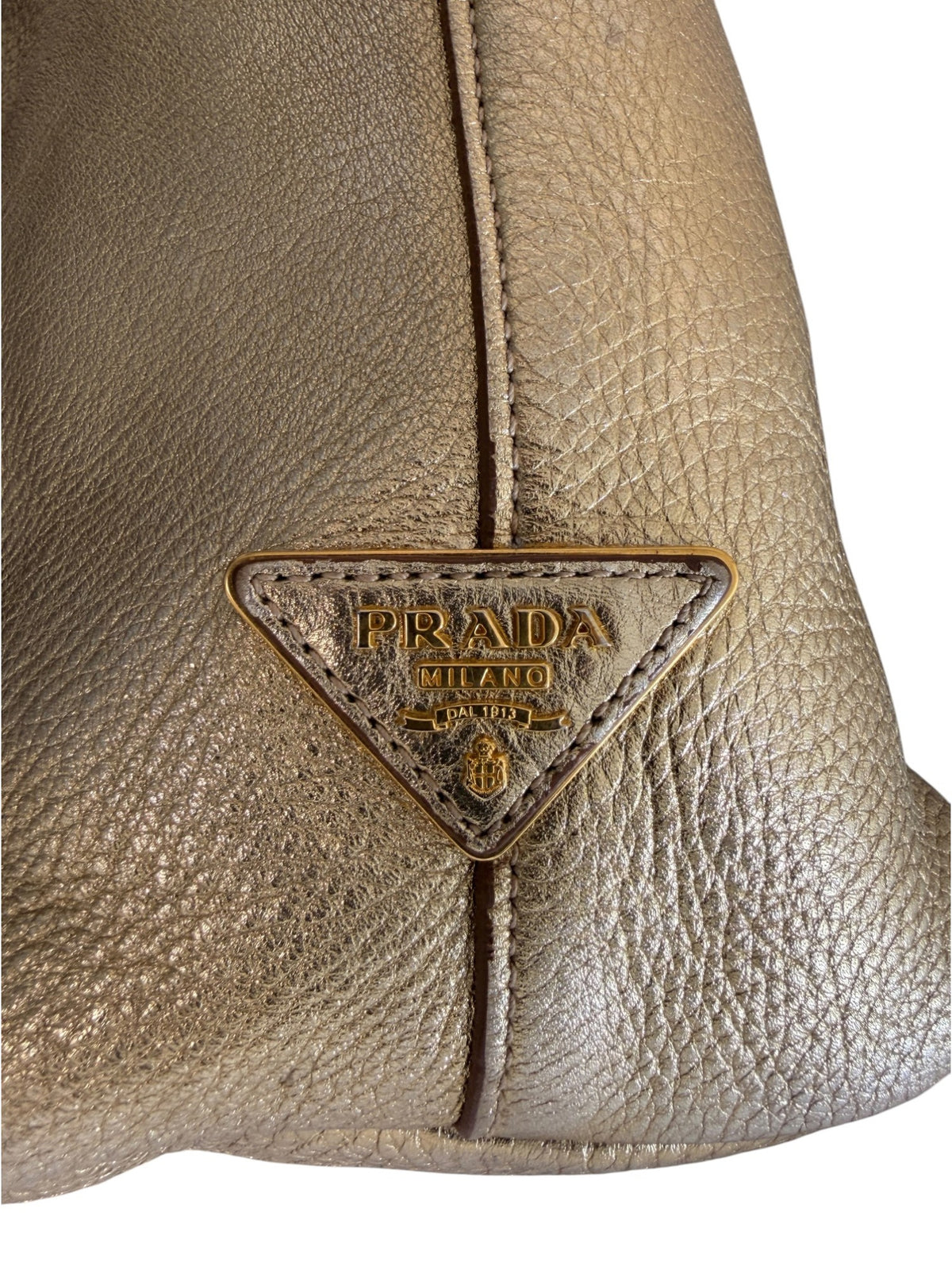 Prada Gold Leather Tote Bag
