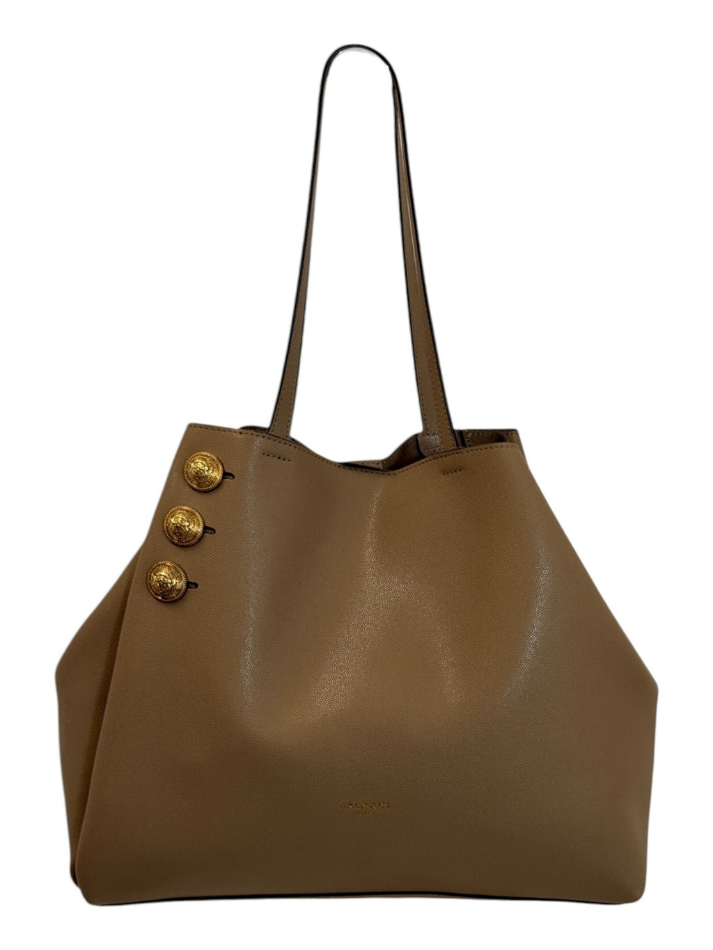 Balmain Taupe Emblème Tote Bag with Pouch