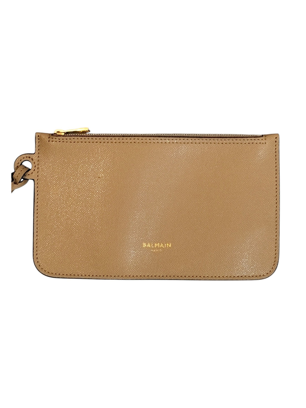 Balmain Taupe Emblème Tote Bag with Pouch