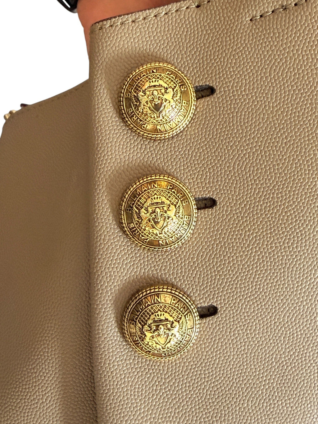 Balmain Taupe Emblème Tote Bag with Pouch