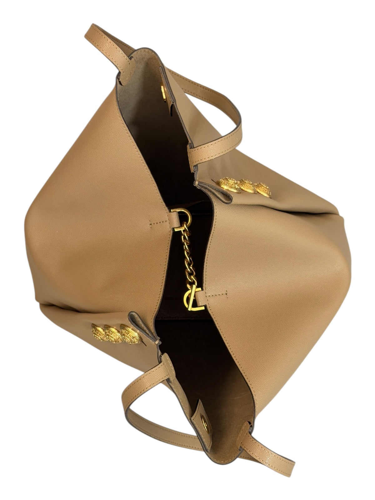 Balmain Taupe Emblème Tote Bag with Pouch