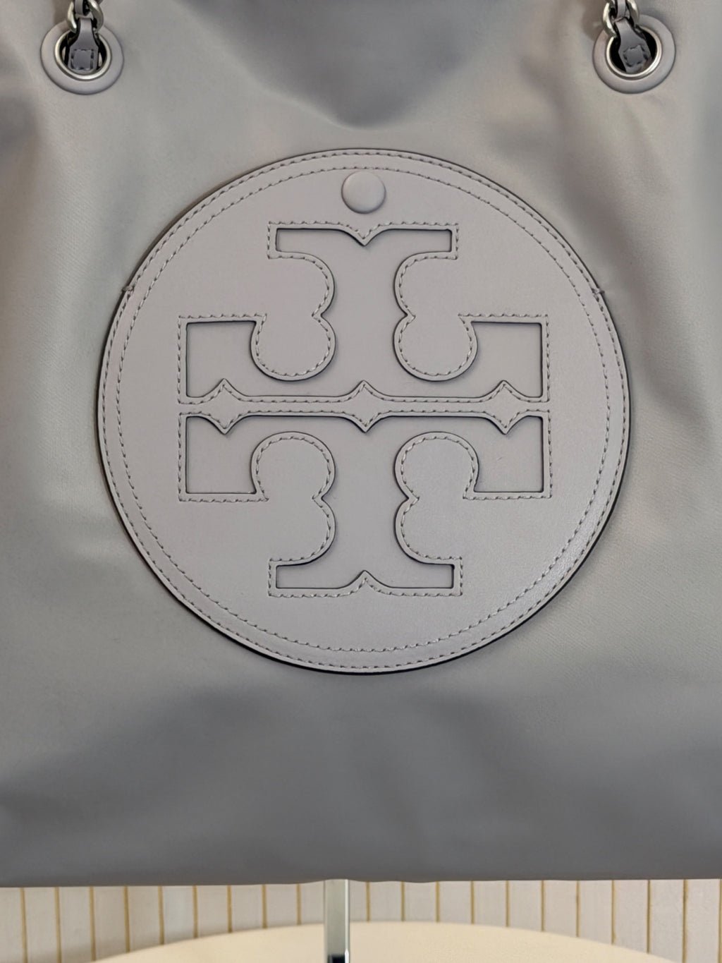 Tory Burch Grey Nylon Chain Tote Bag