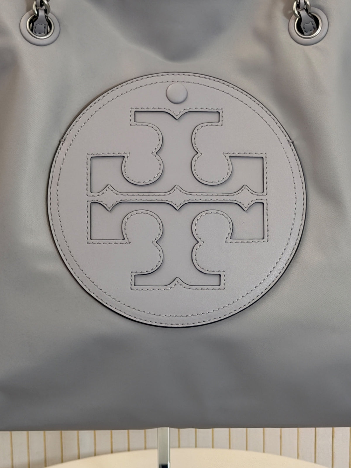 Tory Burch Grey Nylon Chain Tote Bag