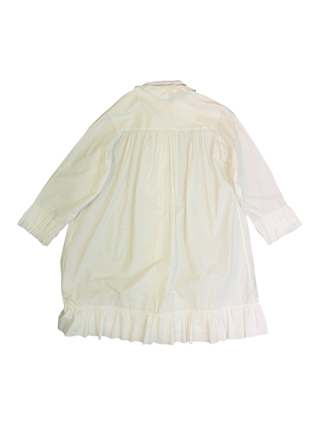 Egg White Ruffle Hem Long Sleeve Dress One Size