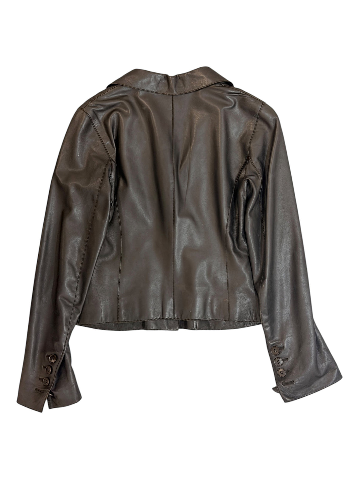 Emporio Armani Dark Brown Leather Blazer Size 10