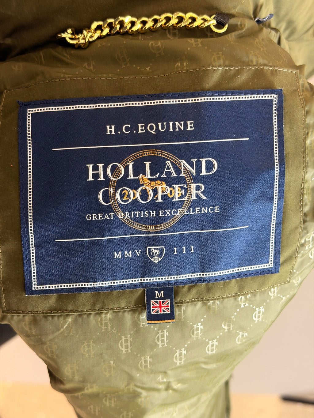 Holland Cooper Khaki Logan Padded Gilet Size M