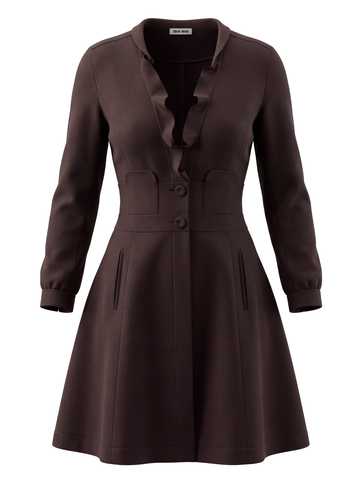Miu Miu Black Ruffle Coat Size S