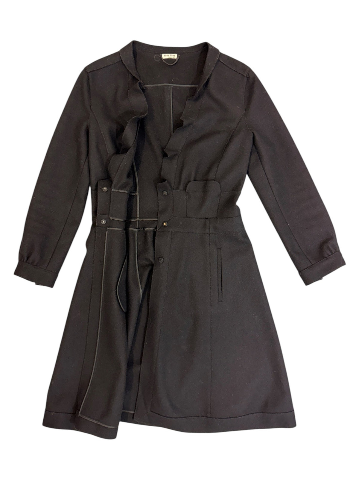 Miu Miu Black Ruffle Coat Size S