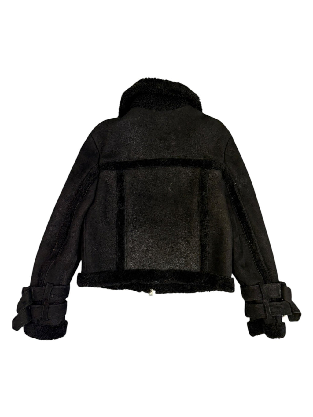 AllSaints Black Shearling Biker Jacket Size S