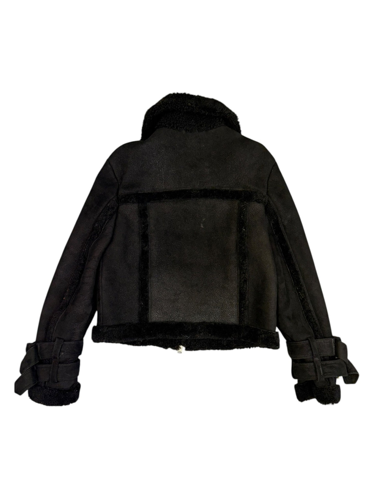 AllSaints Black Shearling Biker Jacket Size S