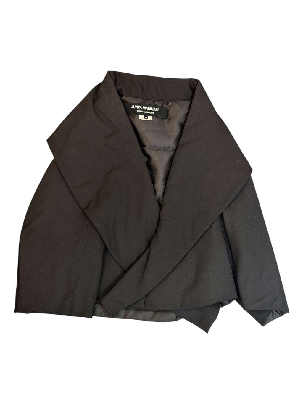 Junya Watanabe Comme des Garçons Black Shawl Collar Cropped Wool Jacket Size M