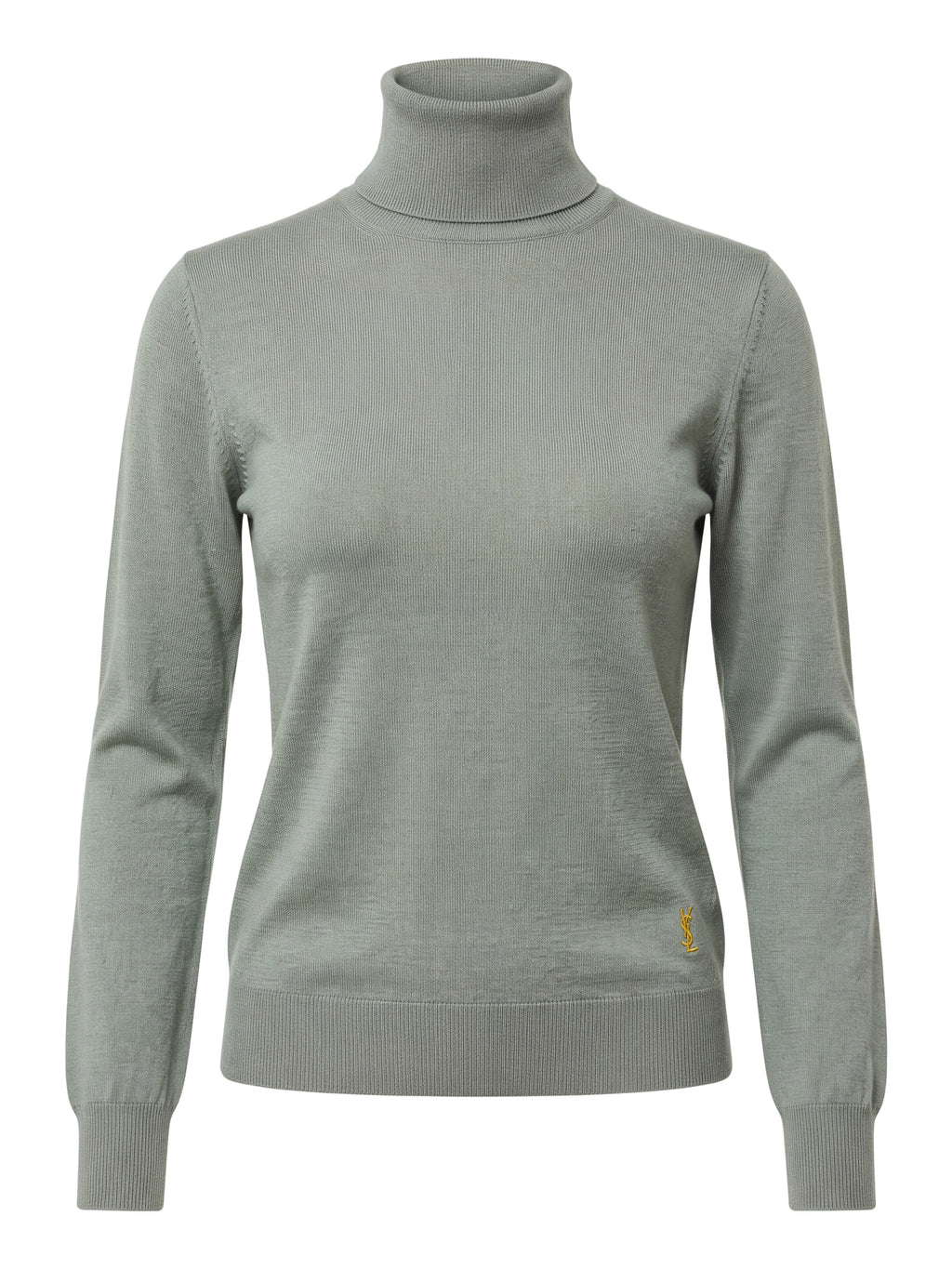 Yves Saint Laurent Rive Gauche Green Silk High Neck Jumper Size M