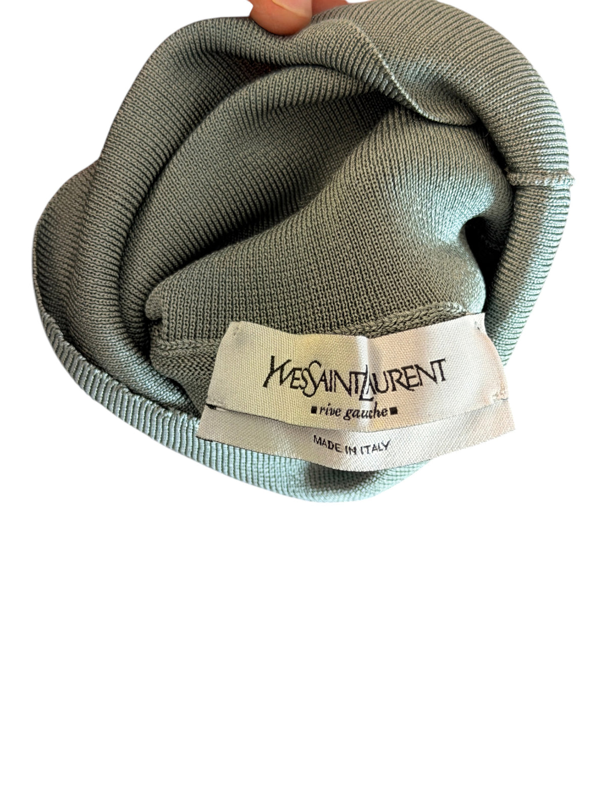 Yves Saint Laurent Rive Gauche Green Silk High Neck Jumper Size M