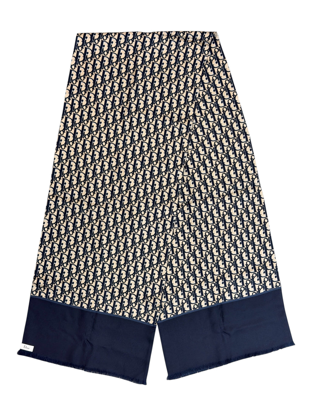 Dior Navy & Beige Oblique Silk Stole