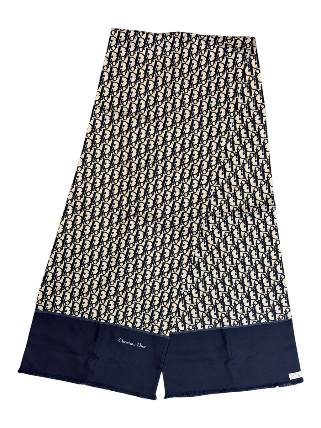 Dior Navy & Beige Oblique Silk Stole