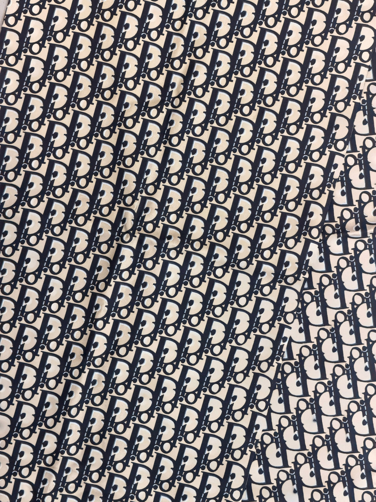 Dior Navy & Beige Oblique Silk Stole