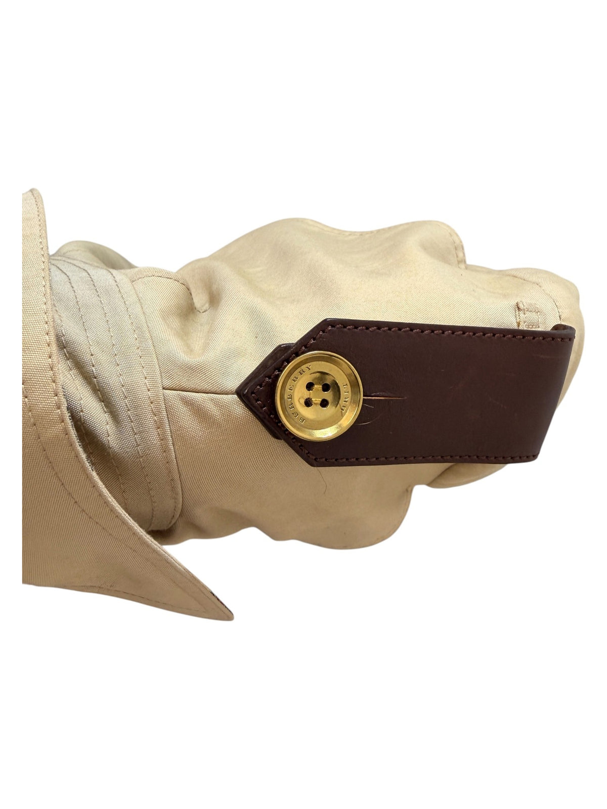 Burberry Brit Beige Leather Trim Trench Coat Size 8