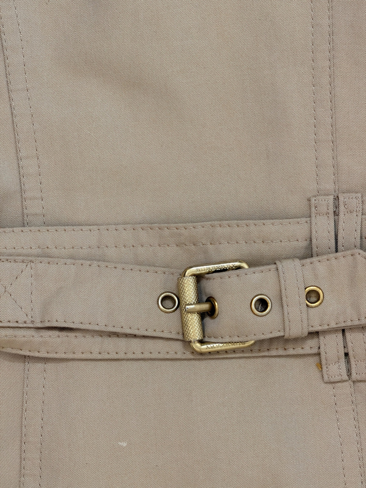 Burberry Brit Beige Leather Trim Trench Coat Size 8
