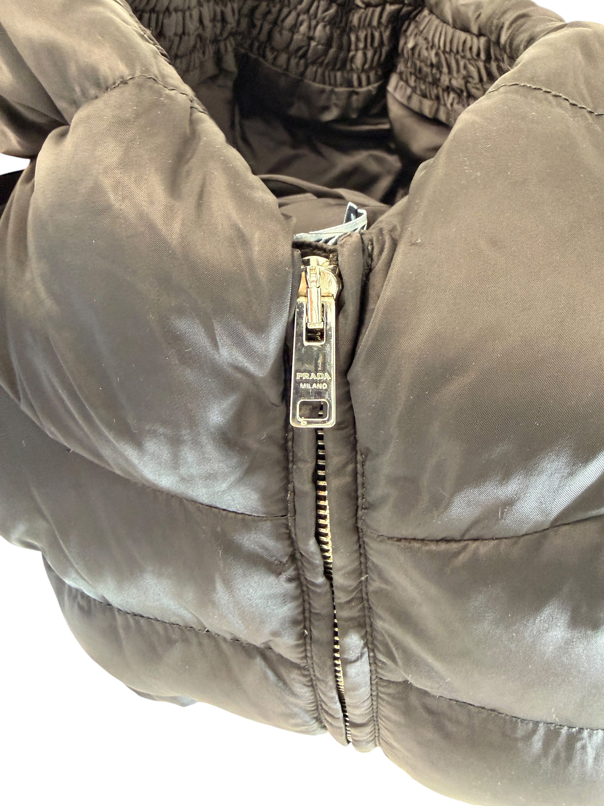 Prada Black Padded Hooded Coat Size 8