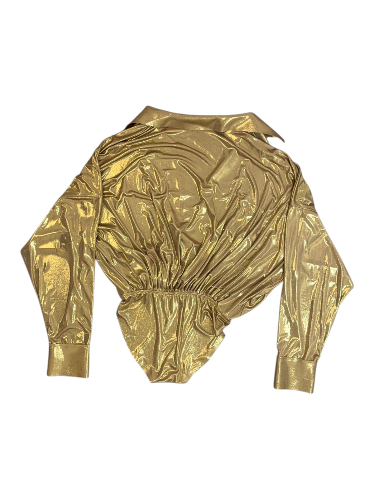 Norma Kamali Gold Metallic Bodysuit & Trousers Set Size S