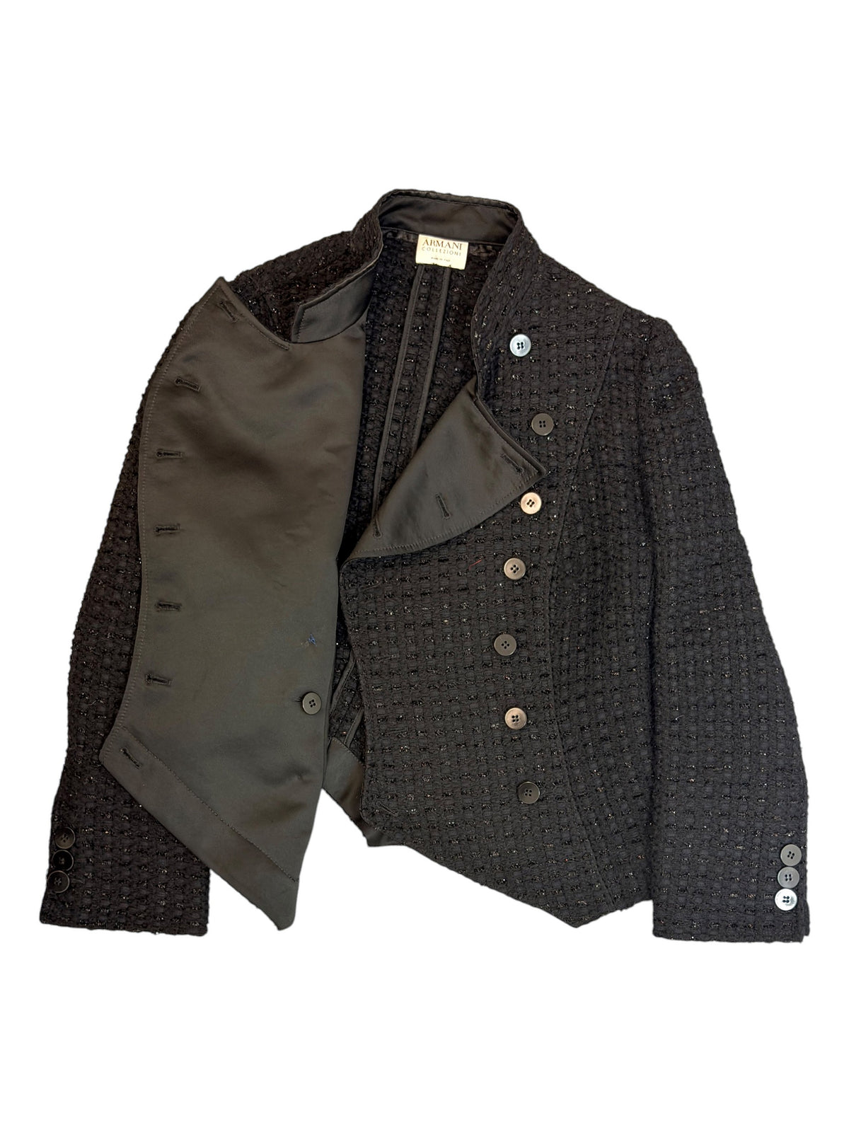 Armani Collezioni Black Shimmer Bouclé Jacket Size 14