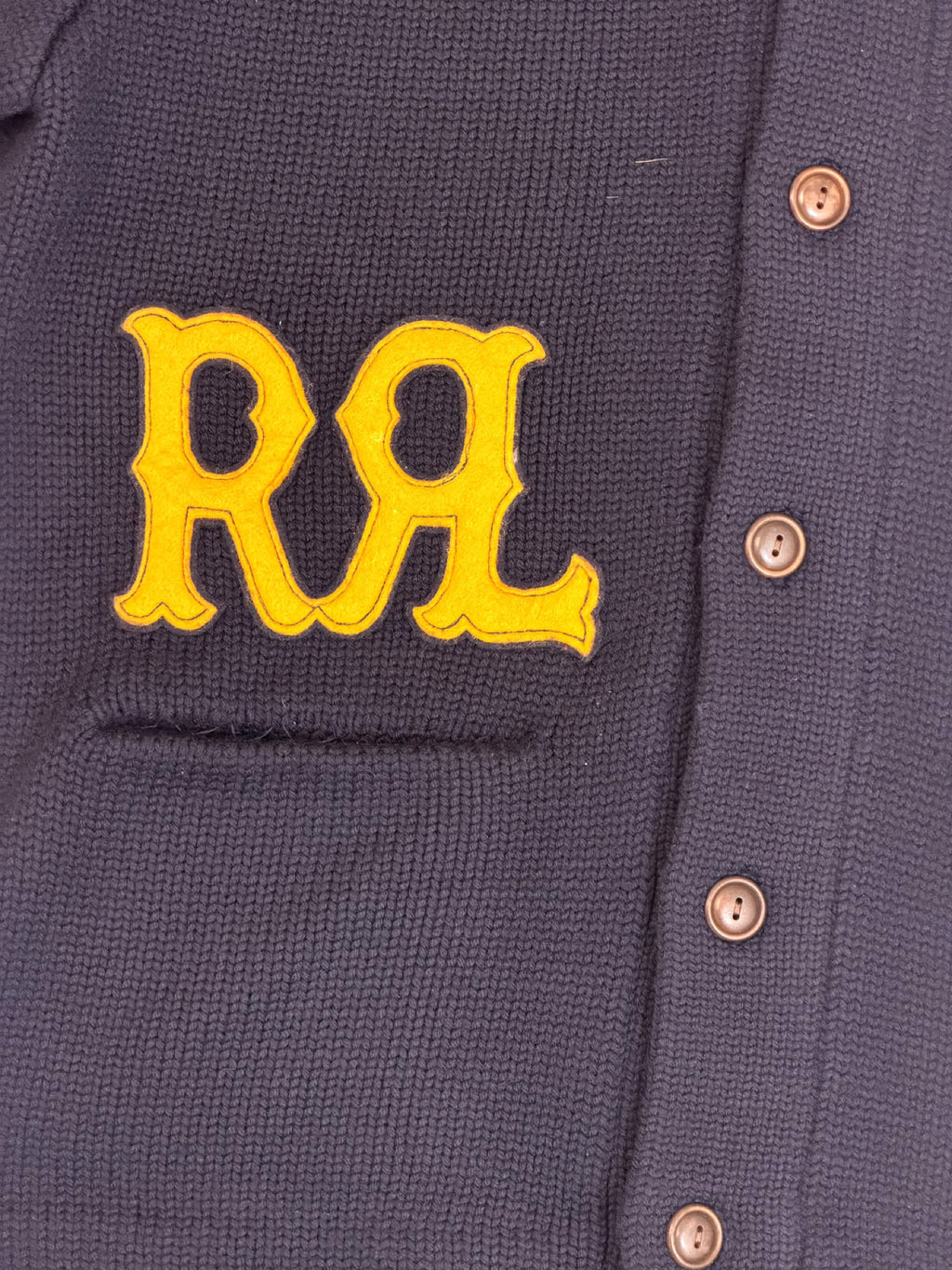 RRL Navy Patch Logo Shawl Collar Cardigan Size L