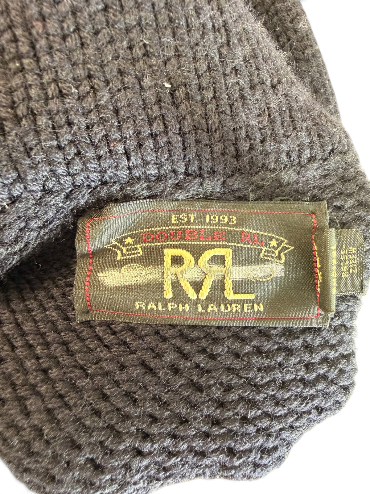 RRL Navy Patch Logo Shawl Collar Cardigan Size L