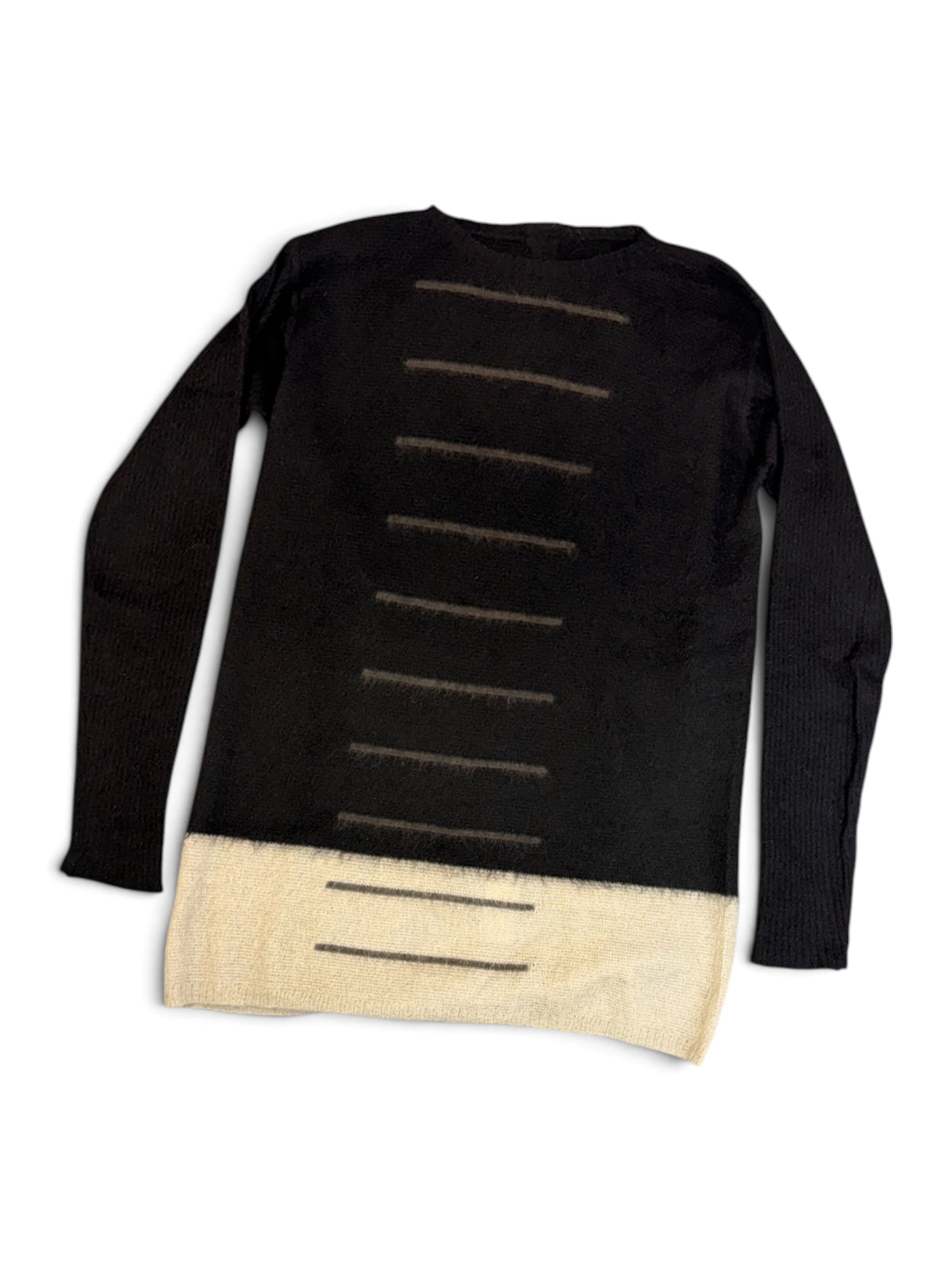 Rick Owens Black & Cream Long Jumper One Size