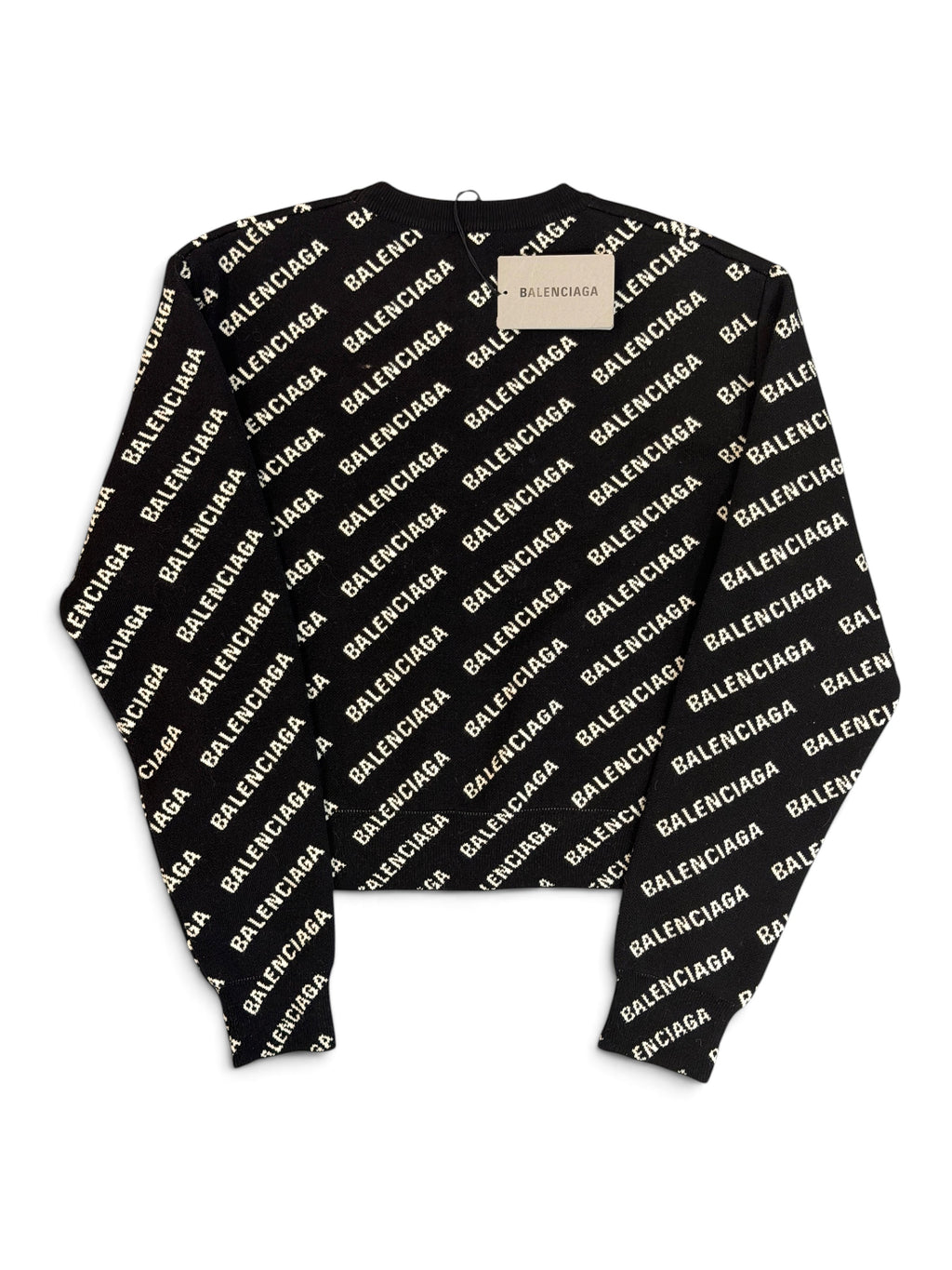 Balenciaga Black & White Logo Cropped Jumper Size M