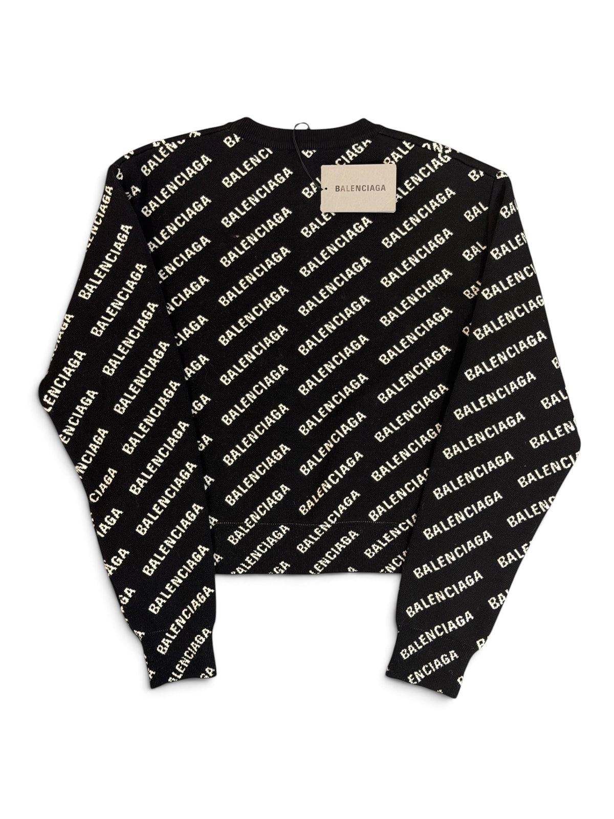 Balenciaga Black & White Logo Cropped Jumper Size M