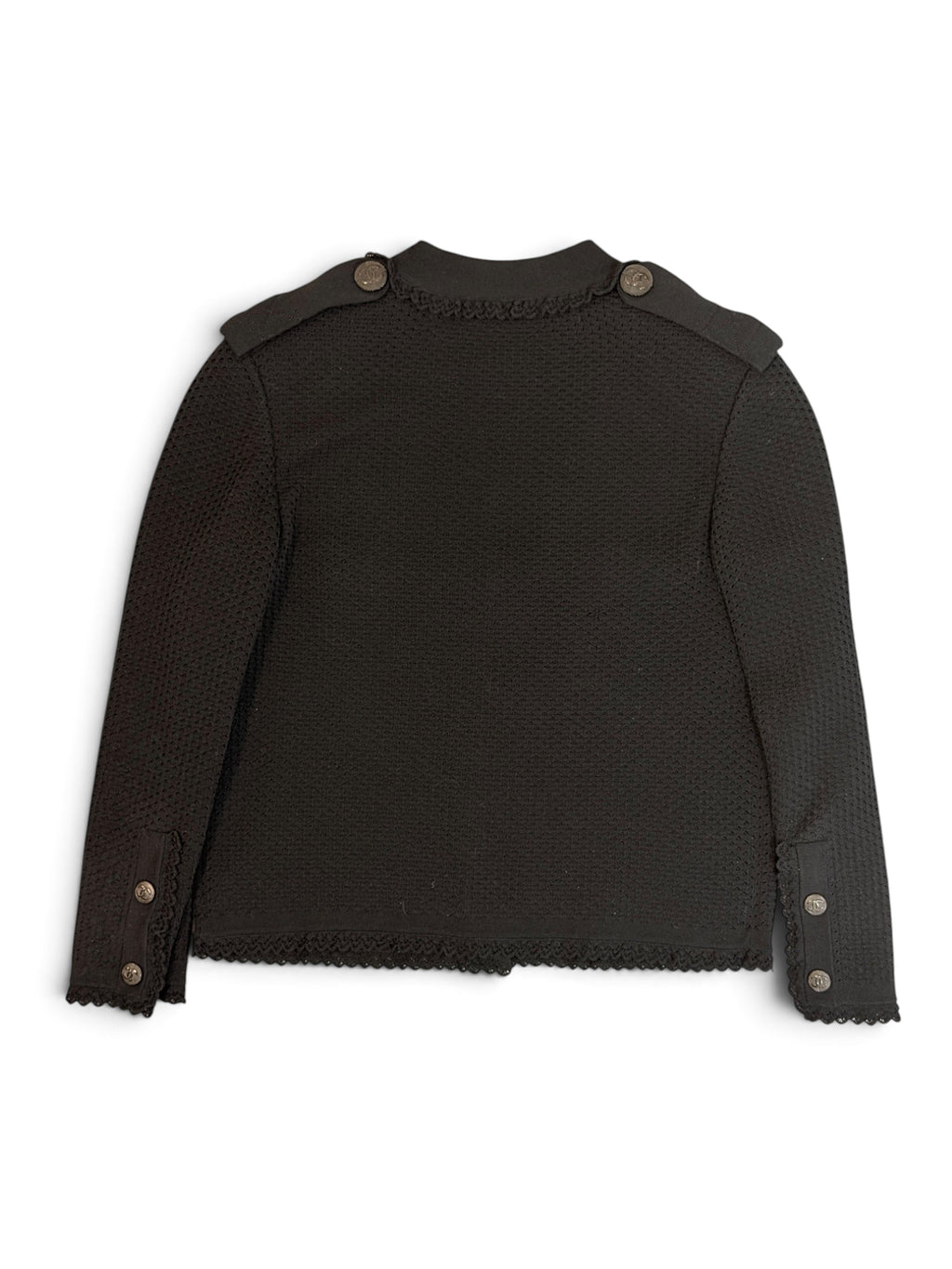 Chanel Black Scalloped Trim Cardigan Size 8