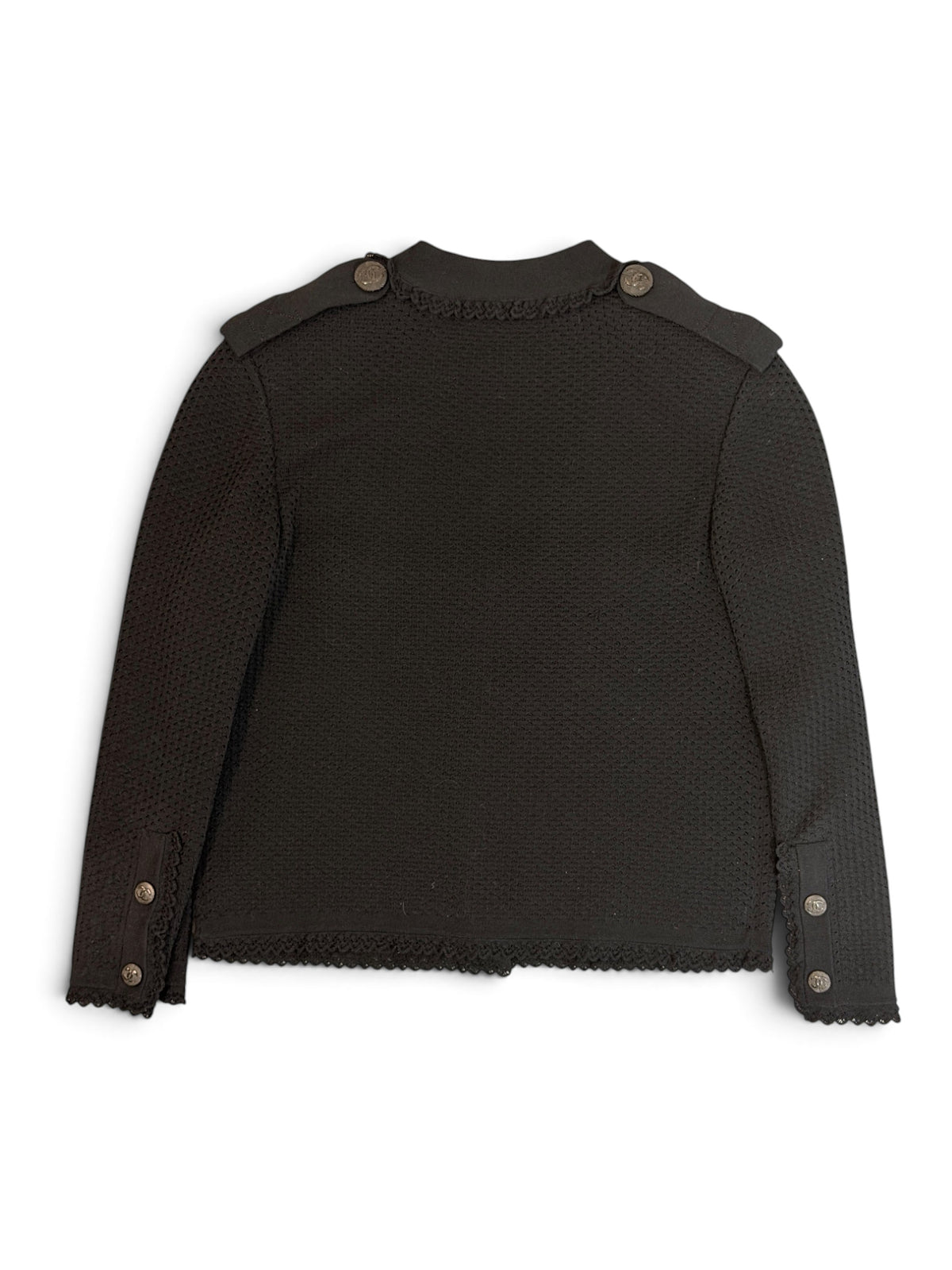 Chanel Black Scalloped Trim Cardigan Size 8