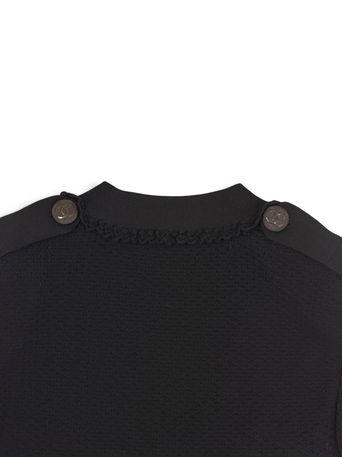Chanel Black Scalloped Trim Cardigan Size 8