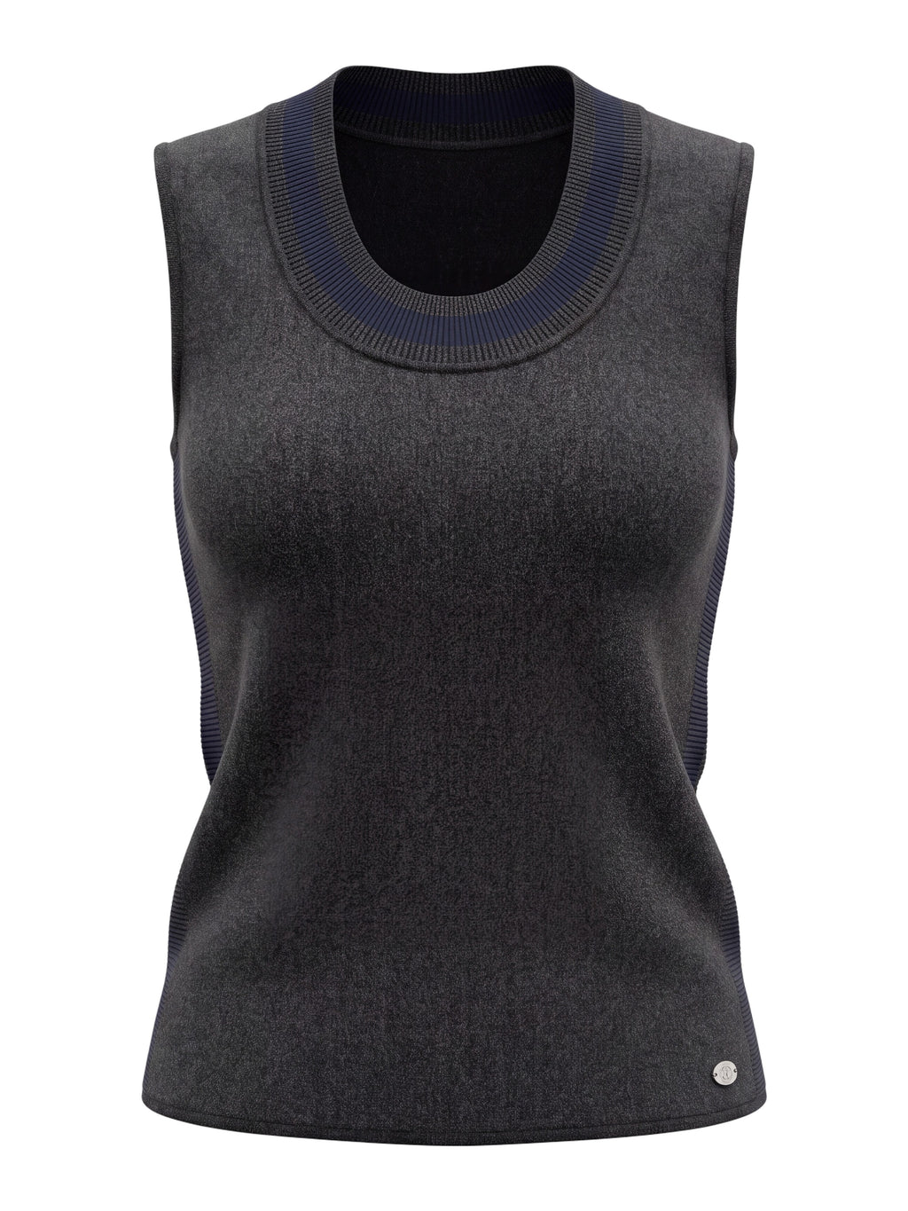 Chanel Grey Sleeveless Rib Knit Top Size 10