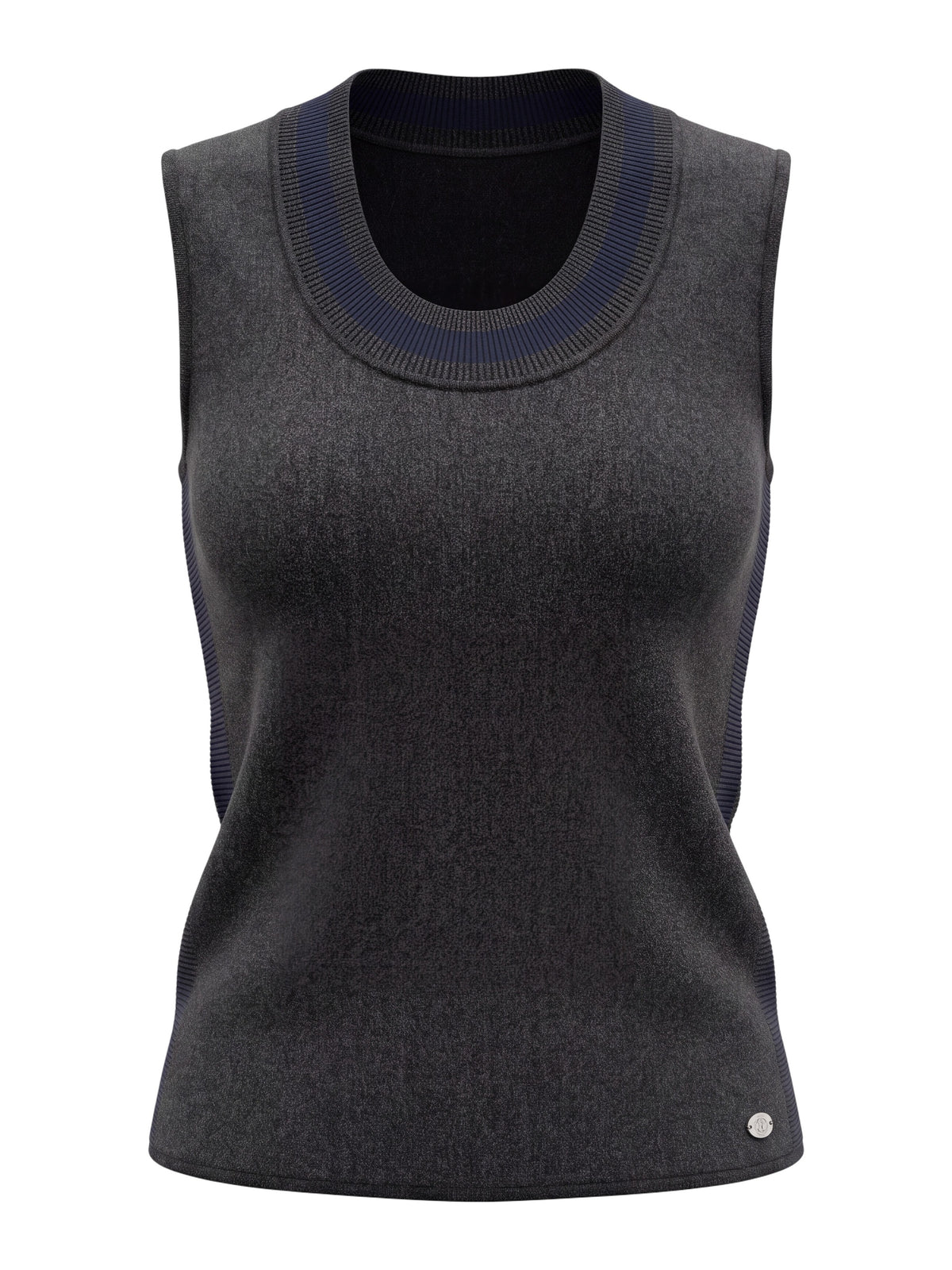 Chanel Grey Sleeveless Rib Knit Top Size 10