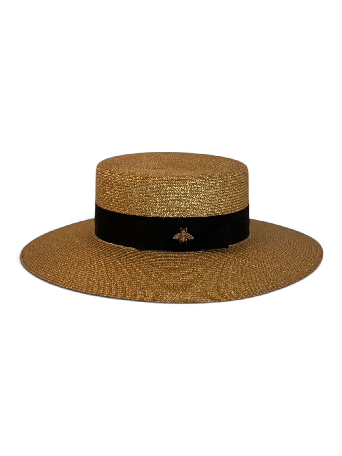 Gucci Gold Lamé Bee Boater Hat XS