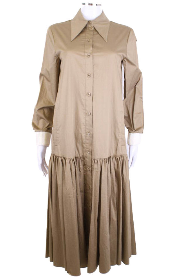 Tibi L/S Shirt Dress Khaki S
