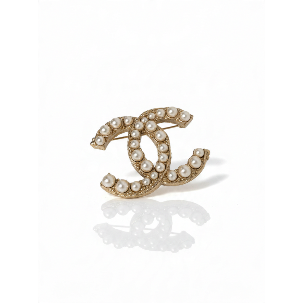Chanel CC Faux Pearl Brooch