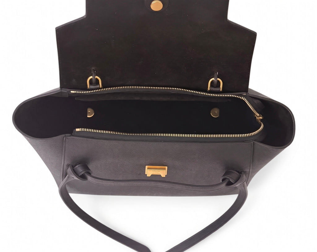 Celine Grained Leather Belt Bag & Logo Strap Black