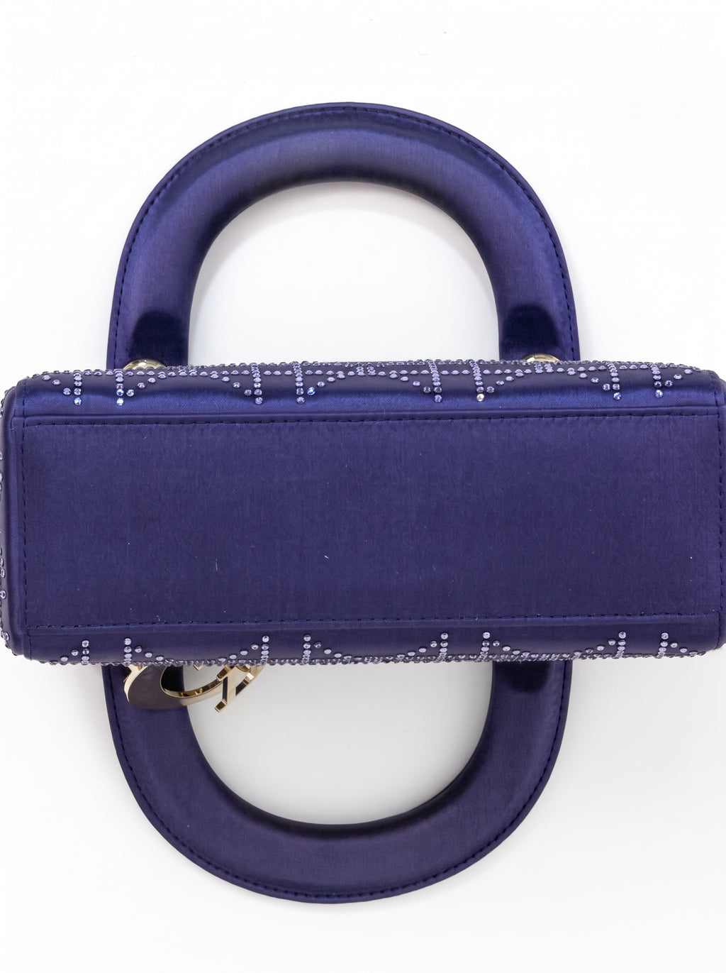 Christian Dior Mini Lady Dior Satin Crystal Cannage Bag Purple