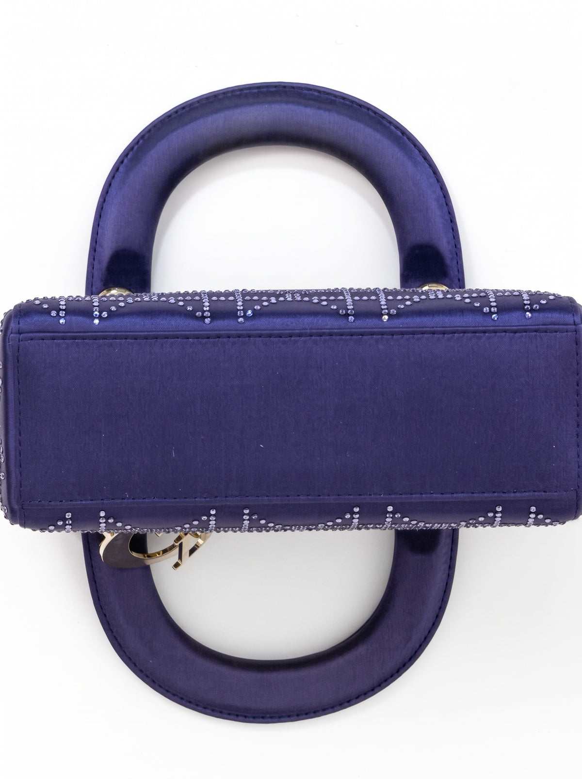 Christian Dior Mini Lady Dior Satin Crystal Cannage Bag Purple